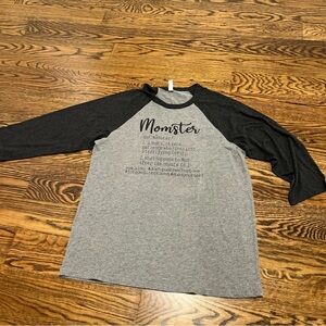 Black and Gray “Momster” Raglan Tee